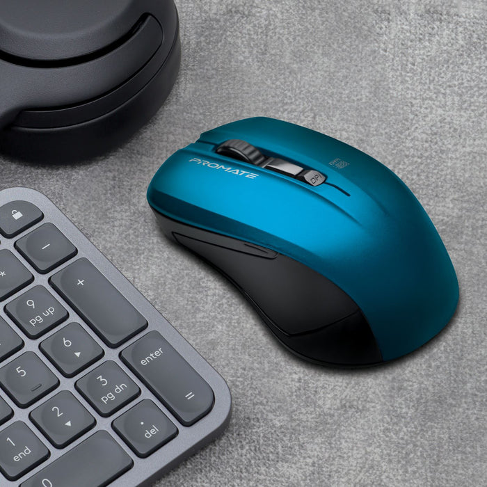 PROMATE Ergonomic Wireless Mouse with Ambidextrous Design. 800/1200/1600Dpi, 10m