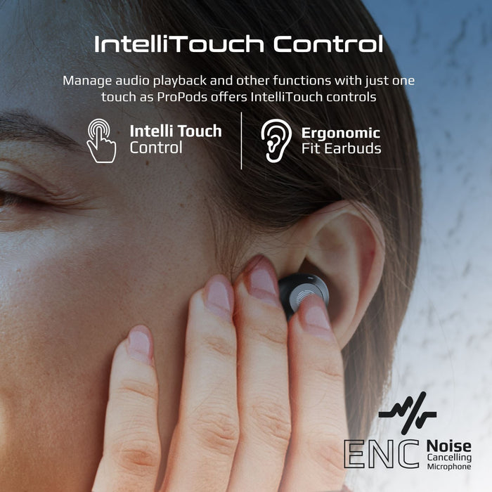 PROMATE In-Ear HD Bluetooth Earbuds with Intellitouch & 400mAh Charging Case. Bu