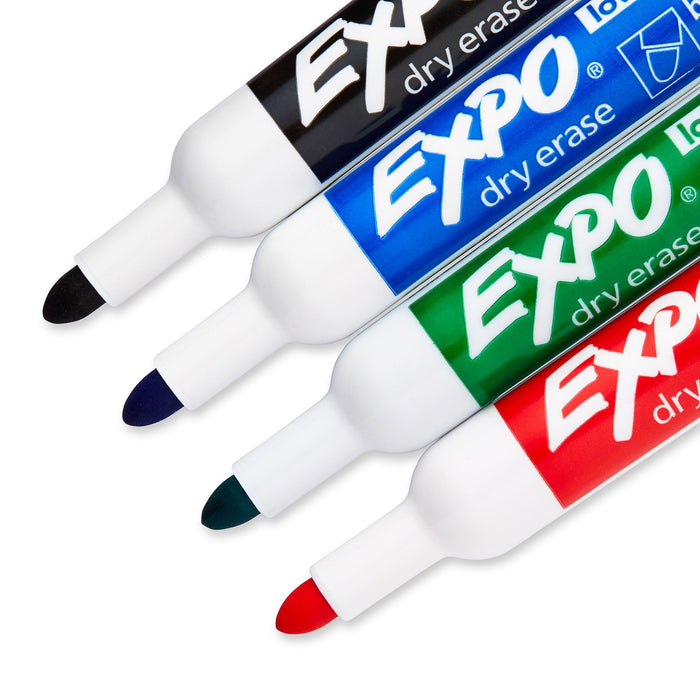 EXPO Dry Erase Markers Bullet Marker 4-Pack. 4x Assorted Colours. Includes Red,