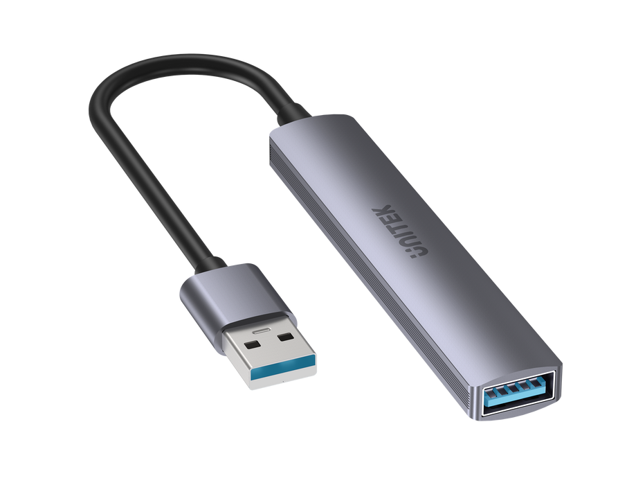 UNITEK 4-in-1 USB Multi-port Ultra Slim Hub with USB-A Connector. Includes 1x US