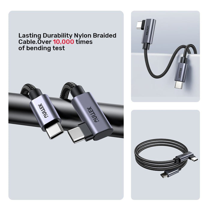 UNITEK 2m USB-C to Right Angled 90 Degree USB-C Connector. Supports 100W PD Fast