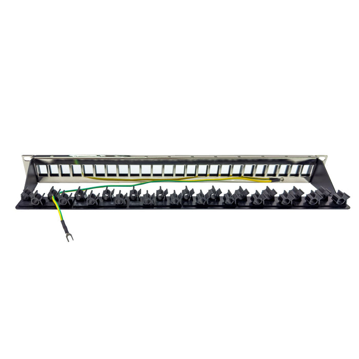 DYNAMIX 24 Port 19'' 1RU STP / UTP Unloaded Keystone Patch Panel with Rear Cable