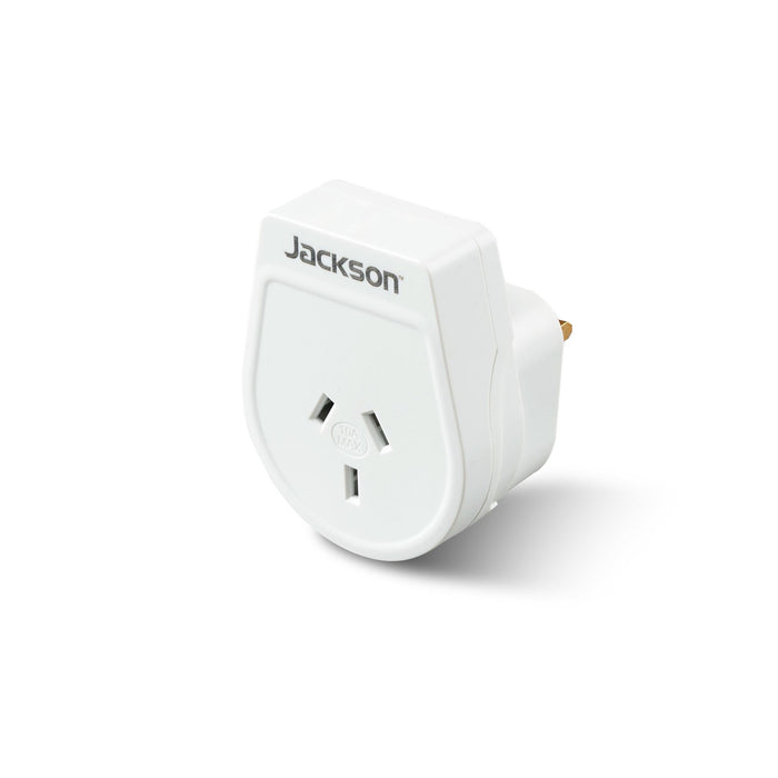 JACKSON Slim Outbound Travel Adaptor for use in UK/Hong Kong. 3-Pin NZ/AUS Plugs
