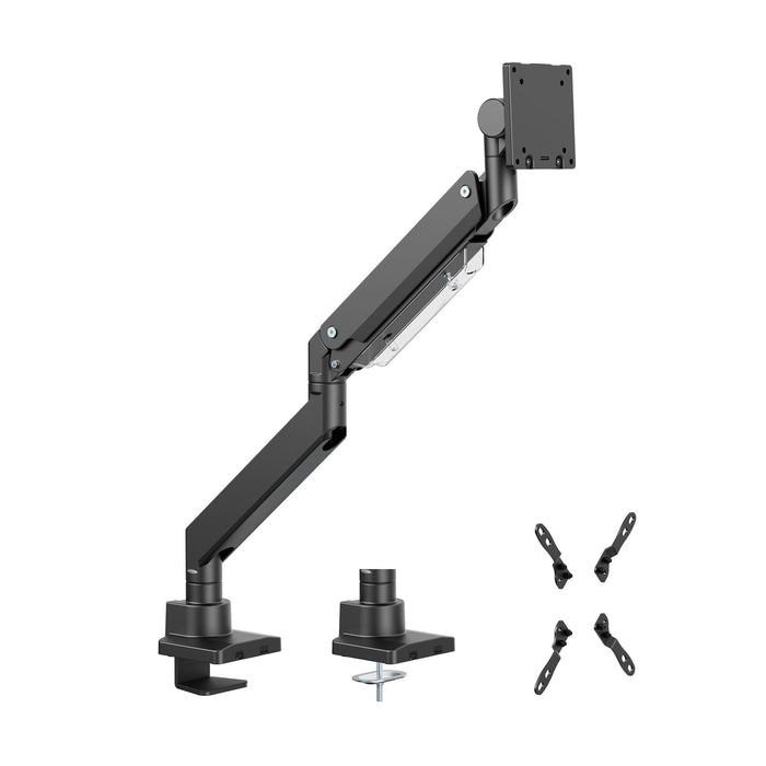 BRATECK 17-57" Heavy-Duty Gas Spring Single Monitor Desk Mount Arm Bracket. Supp