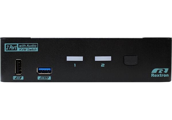 REXTRON 2 Ports 8K Dual Monitor DisplayPort 1.4 KVM Switch With USB 3.2 Gen 1, A