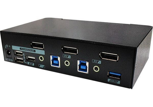 REXTRON 2 Ports 8K Dual Monitor DisplayPort 1.4 KVM Switch With USB 3.2 Gen 1, A