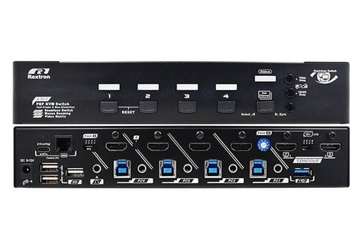 REXTRON 4-Port Seamless True 4K KVM Switch with Video Matrix, PbP Mode, MbM Mode