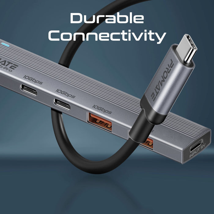 PROMATE 4-in-1 USB Multi-Port Ultra Compact Hub with USB-C Connector. Includes 2