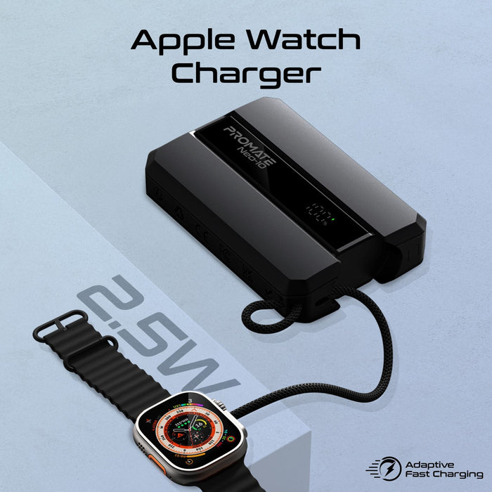PROMATE 10000mAh 30W PD Ultra-Fast Power Bank with Built-in USB-C Cable & Apple