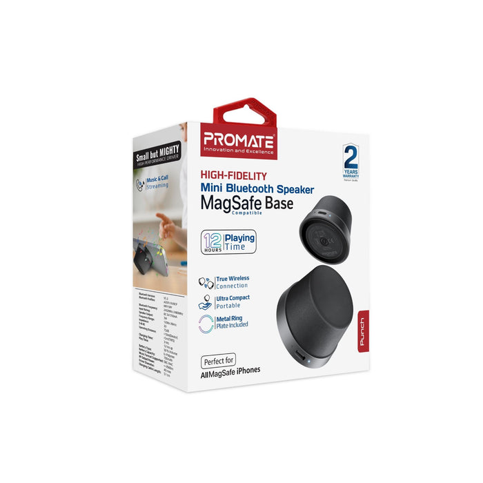PROMATE 3W Mini Bluetooth Speaker with Magsafe Compatible Base. Supports Music &