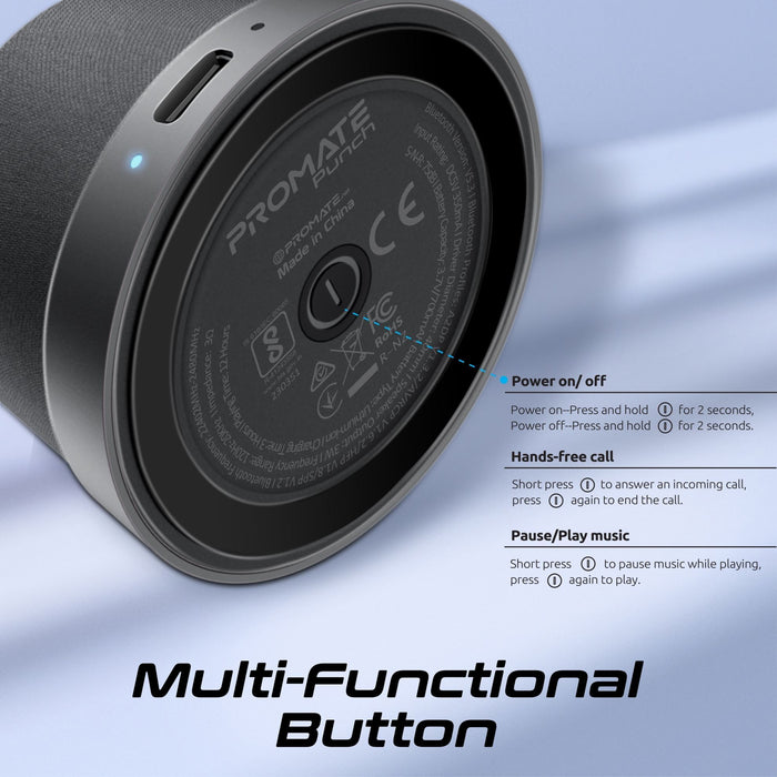 PROMATE 3W Mini Bluetooth Speaker with Magsafe Compatible Base. Supports Music &