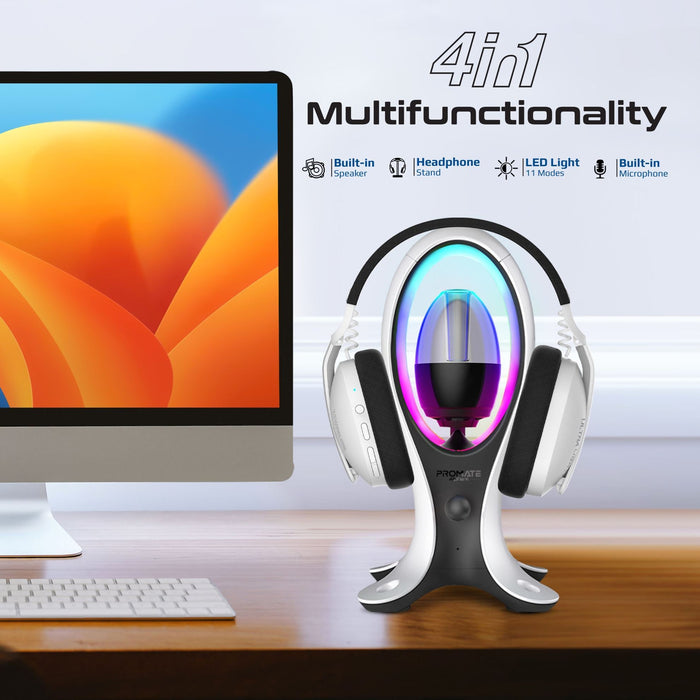 PROMATE 5W Dynamic HiFi RGB Speaker with Headphone Stand & USB Hub. Bluetooth; 1