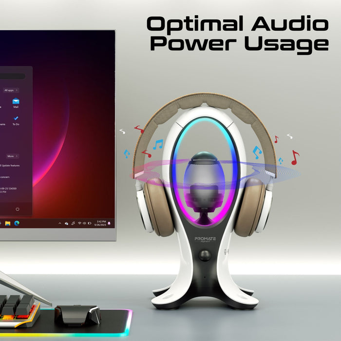 PROMATE 5W Dynamic HiFi RGB Speaker with Headphone Stand & USB Hub. Bluetooth; 1