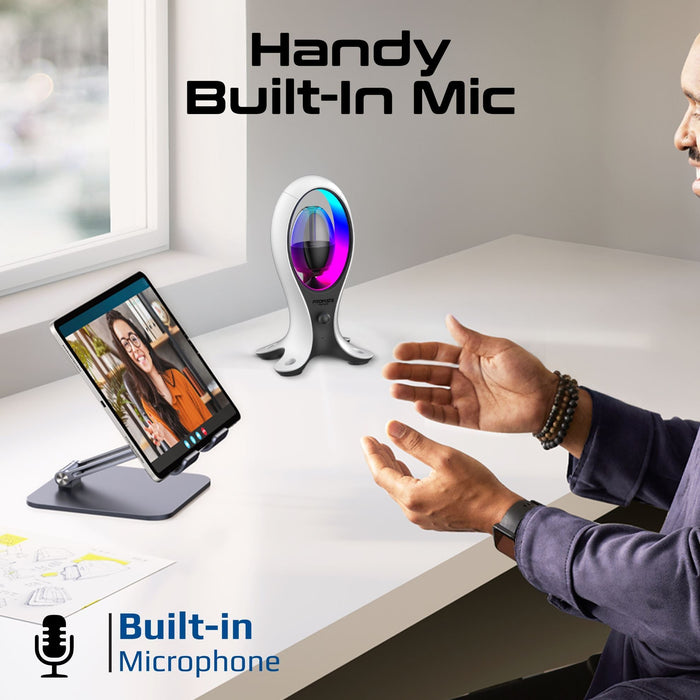 PROMATE 5W Dynamic HiFi RGB Speaker with Headphone Stand & USB Hub. Bluetooth; 1