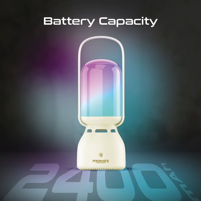 PROMATE 2-in-1 Portable Camping LED Multifunctional Speaker & Light. 2400mAh Bui