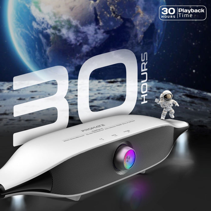 PROMATE 20W BassBoost Quad Speaker Wireless Bluetooth RGB Soundbar. 12 RGB Modes