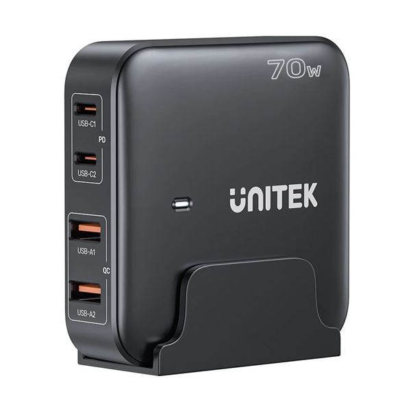 UNITEK 70W Desktop GaN Charging Station with 2x USB-C PD Ports & 2x USB-A QC3.0