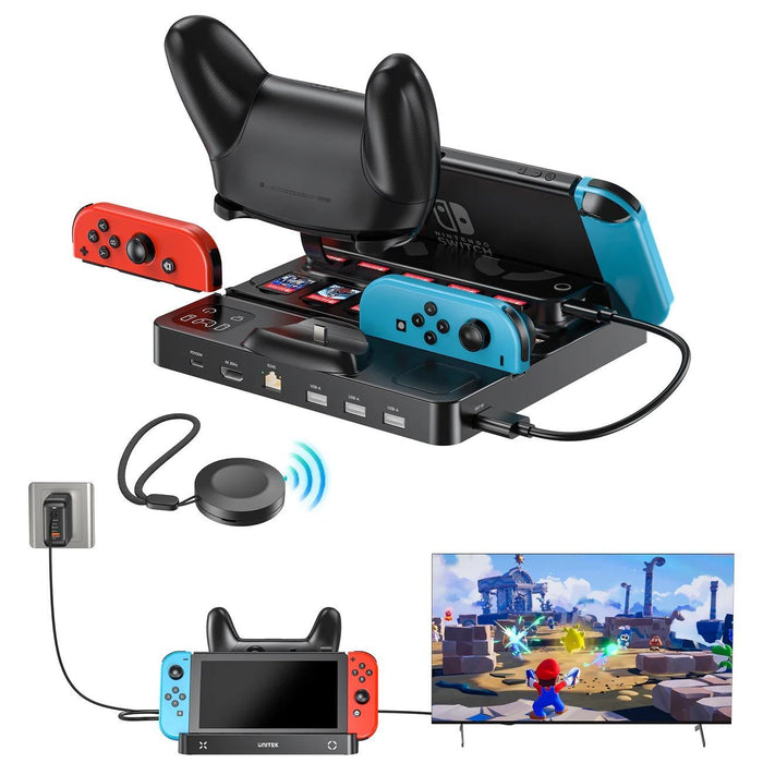 UNITEK Switch Charging Station with Game Card Reader. One-touch Game Switching;