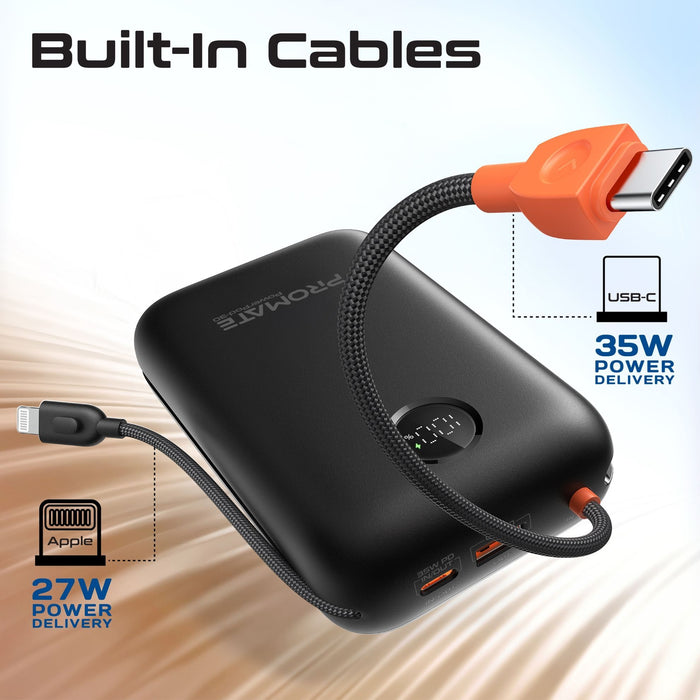 PROMATE 30000mAh Ultra Compact 35W SuperSpeed Power Bank with Built-in USB-C & L