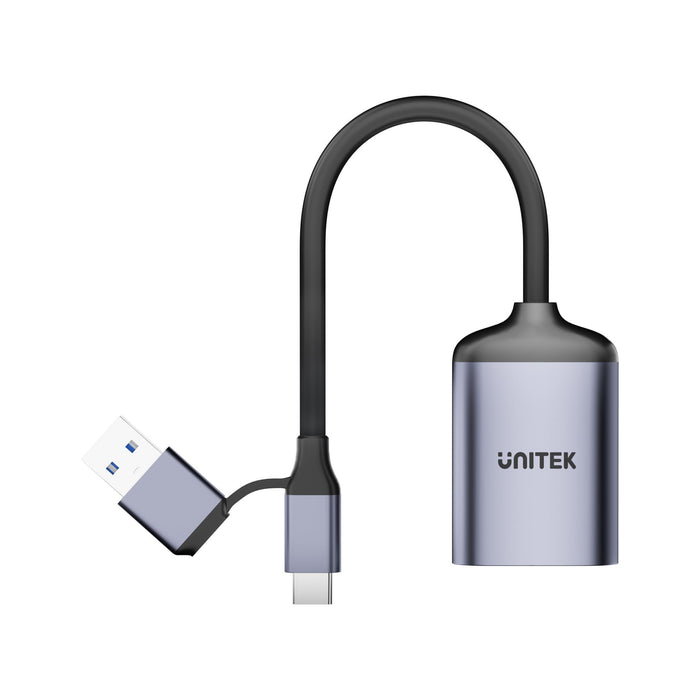 UNITEK 2-in-1 USB-C/A SD4.0 Card Reader. Simultaneously Reads/Writes SD/Micro SD