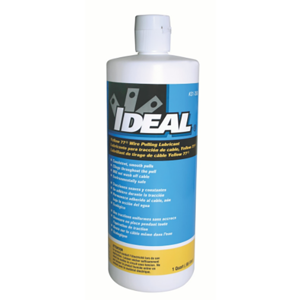 IDEAL INDUSTRIES 1 Quart Yellow 77 Wire Pulling Lubricant in Squeeze Bottle.