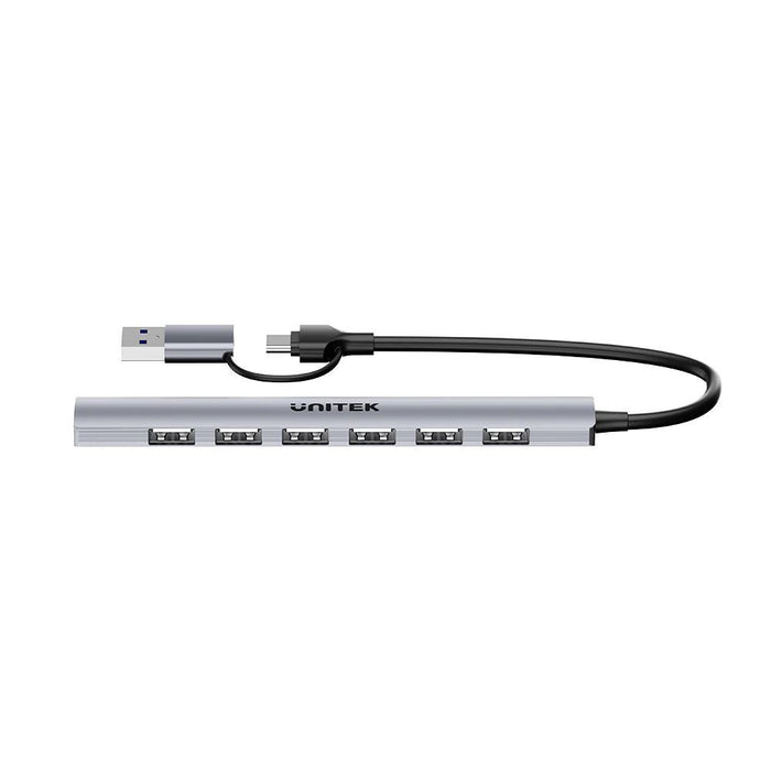 UNITEK 7-in-1 USB Multi-port Super Slim Hub with USB-C & A Connectors. Includes