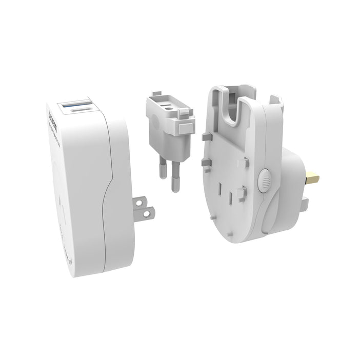 JACKSON Outbound Travel Adaptor with USB-A/C. Converts 2-Pin NZ/AUS Plugs for Us