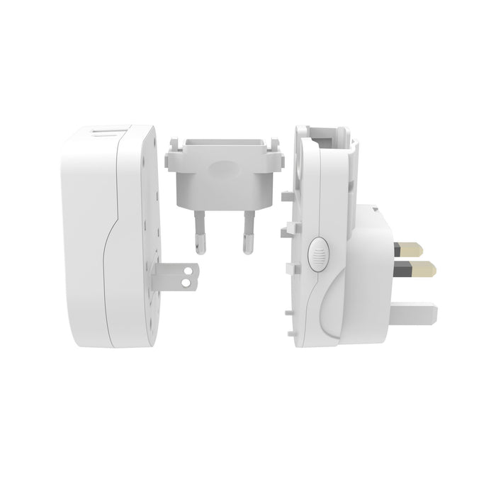 JACKSON Outbound Travel Adaptor with USB-A/C. Converts 2-Pin NZ/AUS Plugs for Us