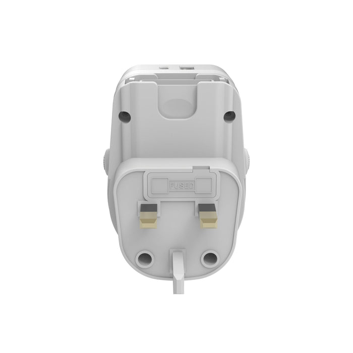 JACKSON Outbound Travel Adaptor with USB-A/C. Converts 2-Pin NZ/AUS Plugs for Us