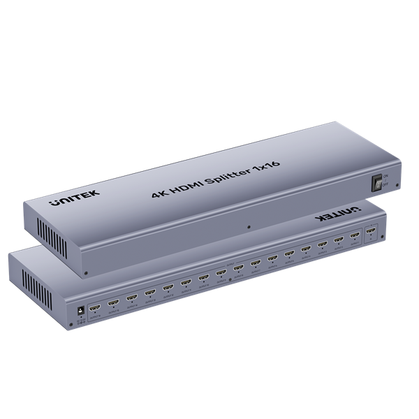 UNITEK 1-in-16-Out HDMI Splitter. Supports Mirror Mode for up to 16 Monitors, Su