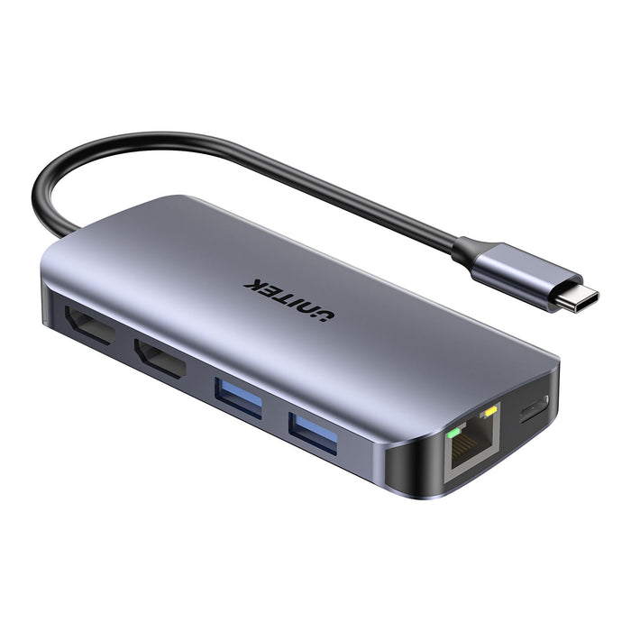 UNITEK 8-in-1 5Gbps USB Multi-port Hub with USB-C Connector. Includes 2x USB-A 3