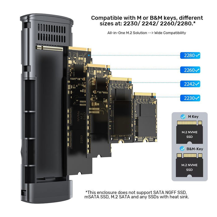 UNITEK USB-C 10Gbps to NVMe M.2 SSD Enclosure with 30cm USBC to C Cable 10Gbps T