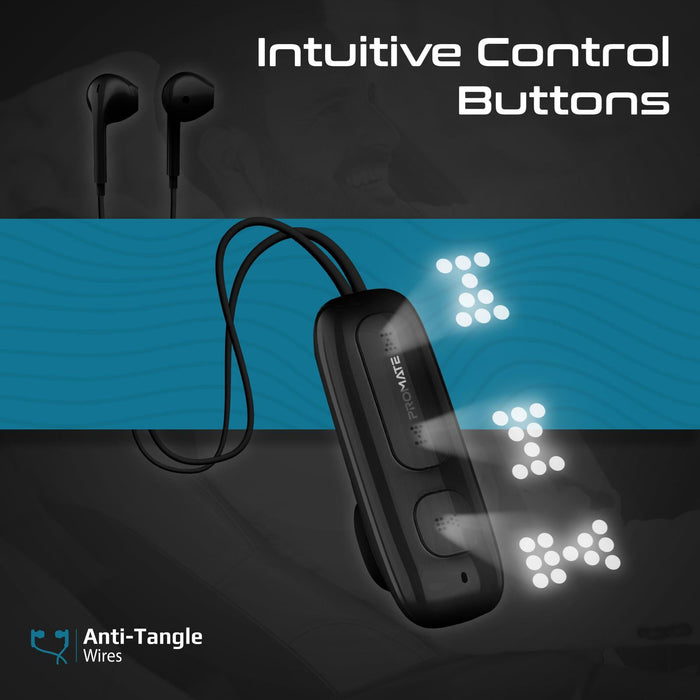 PROMATE Clip-On BT Wireless Dynamic Earphones with Magnetic Collar Clip Up to 12