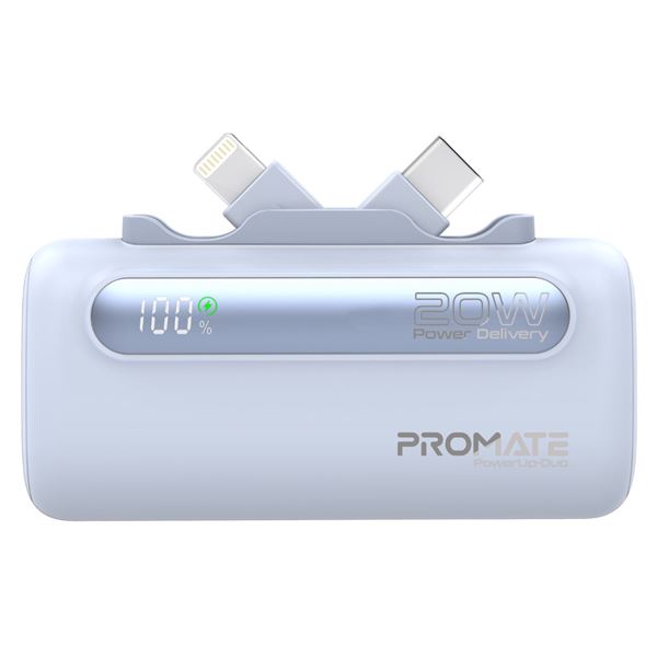 PROMATE 5000mAh Ultra-Compact Fast Charging Power Bank with In-Built Dual Foldin