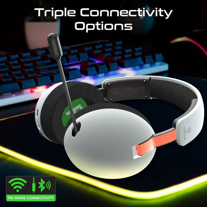 VERTUX High Performance BT Gaming Headset with Retractable Microphone Up to 80Hr