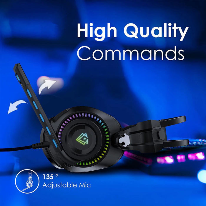 VERTUX HD Over-Ear Gaming Headset with RGB LED Lights & Built-in Mic Durable All