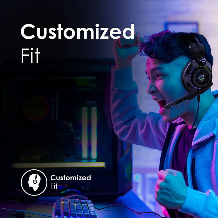 VERTUX HD Over-Ear Gaming Headset with RGB LED Lights & Built-in Mic Durable All