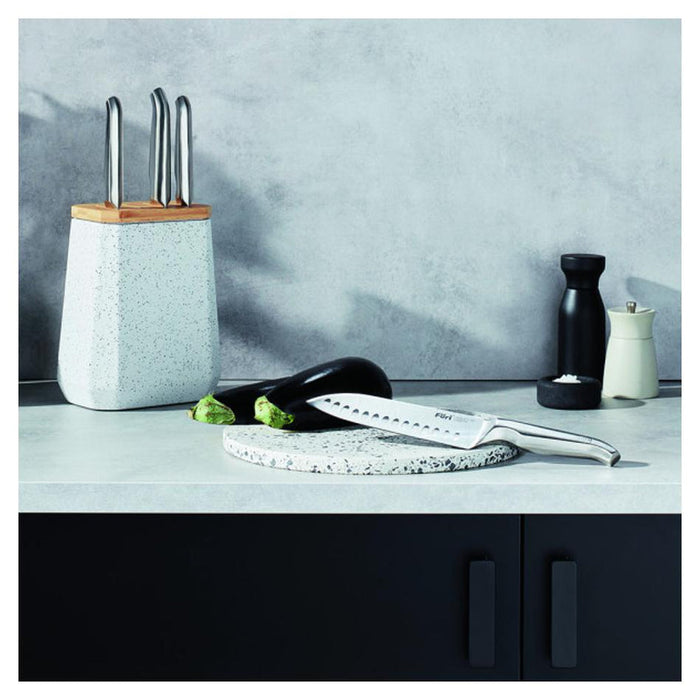 Furi Stone Knife Block Set Black and White Terrazzo 5 Piece