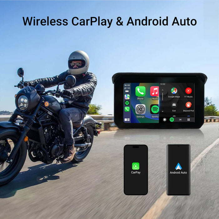 Ottocast Wireless Carplay & Android Auto 5" Screen + Cameras For Motorcycles Ipx