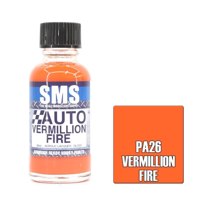 Air Brush Paint 30Ml Vermillion Fire Acrylic Lacquer Scale Modellers Supply