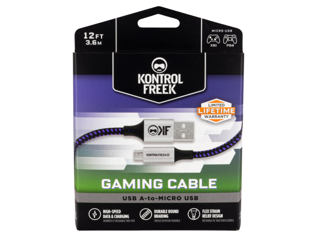 KontrolFreek: 3.6M USB-A to MicroUSB Braided Cable