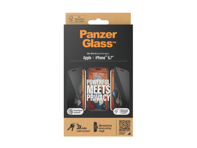 PanzerGlass Privacy Screen Protector iPhone 15 Plus