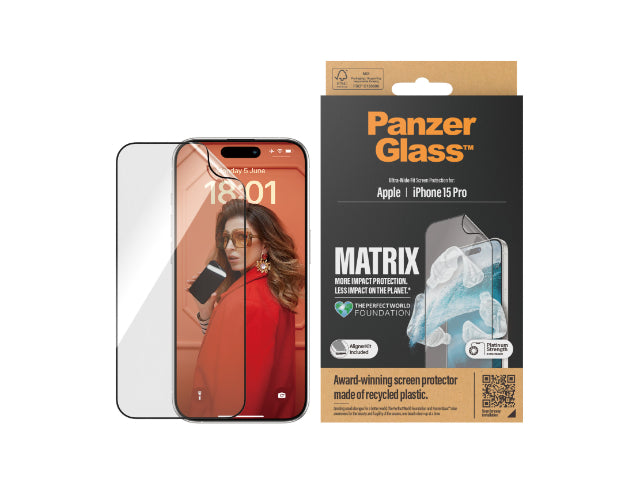 PanzerGlass Matrix Hybrid Glass Screen Protector iPhone 15 Pro