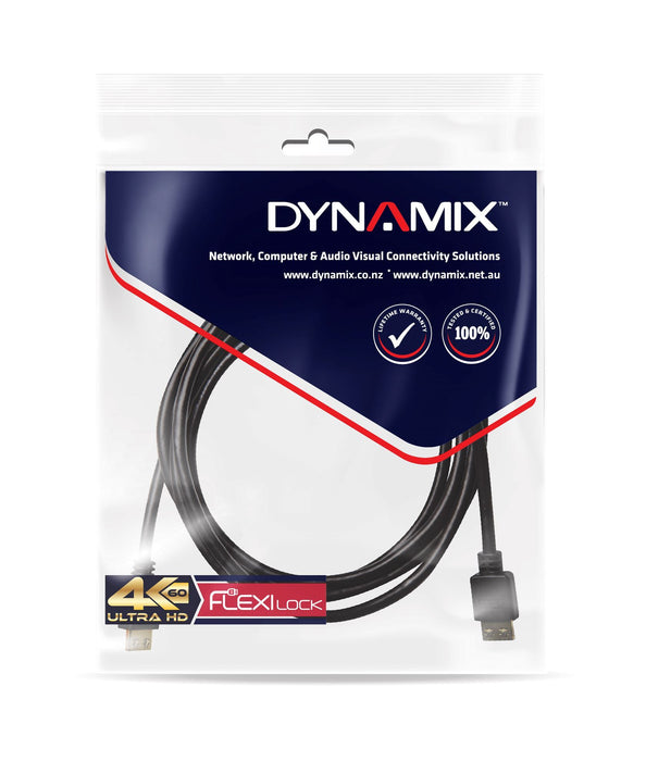 DYNAMIX 4m HDMI High Speed 18Gbps Flexi Lock Cable with Ethernet 4K2K@30/60Hz