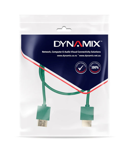 DYNAMIX 1.5M HDMI GREEN Nano High Speed With Ethernet Cable 4K2K@60Hz.