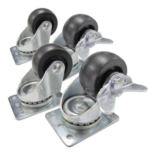 DYNAMIX 4pk Cabinet Castor Wheels. 2.5'' fits both RSR & RST cabinets, Includes: