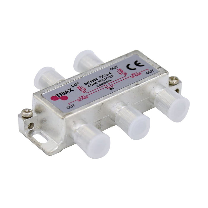 TRIAX RF 4-Way Splitter 5-2400MHz. All ports power pass - diode steered.