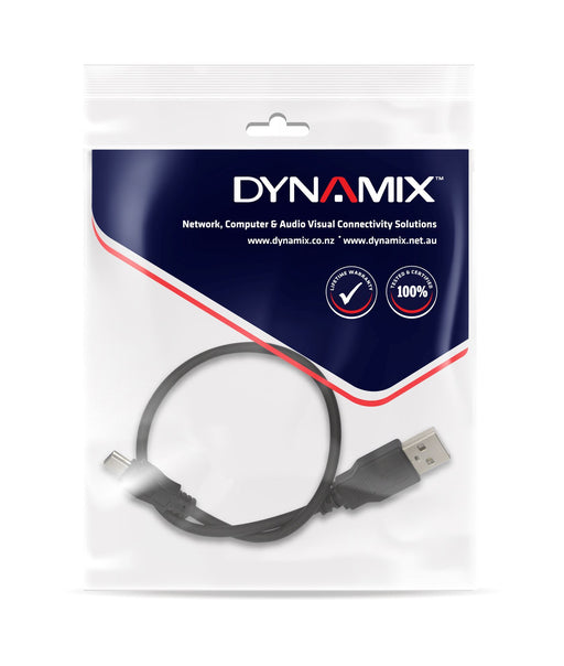 DYNAMIX 0.3m USB 2.0 Mini-B (5-pin) Male to USB-A Male Connectors.