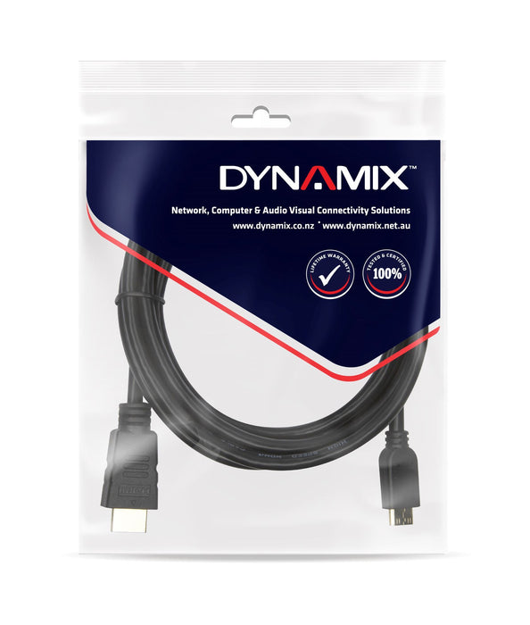 DYNAMIX 2m HDMI to HDMI Mini Cable High-Speed with Ethernet Max Res: 4K@60Hz