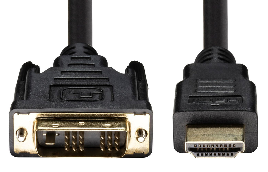 DYNAMIX 2m HDMI Male to DVI-D Male (18+1) Cable. Single Link Max Res: 1080P@60Hz